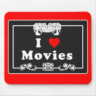 I Love Movies with Silent Movie Flair Mouse Mat