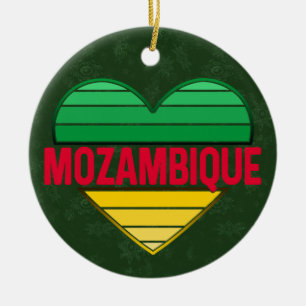 I Love Mozambique, Mozambican Heart Ceramic Tree Decoration