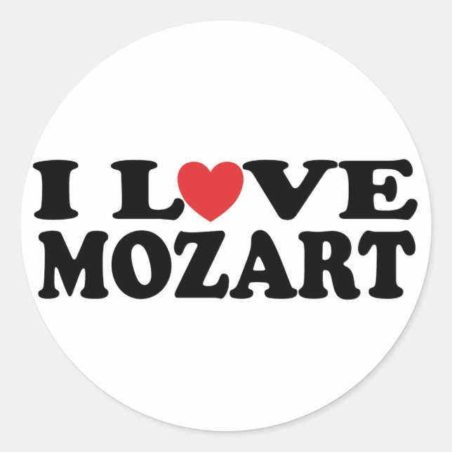 I Love Mozart Classic Round Sticker (Front)