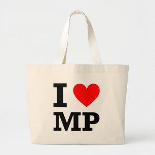 I Love MP Design Large Tote Bag