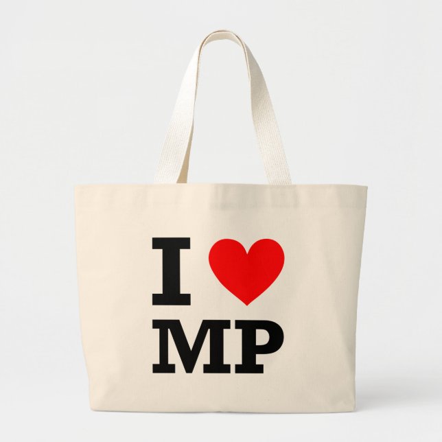 I Love MP Design Large Tote Bag (Front)