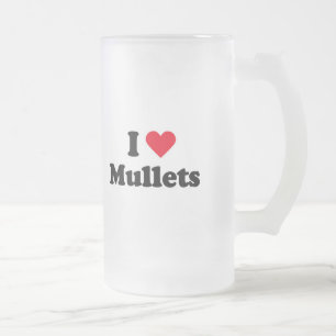 I love mullets frosted glass beer mug