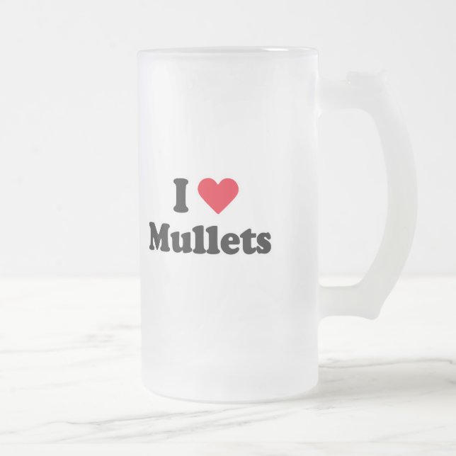 I love mullets frosted glass beer mug (Right)