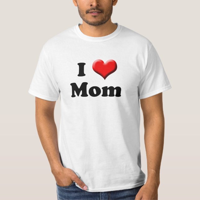 I love Mum, Big Red Heart Momma's Boy T-Shirt (Front)