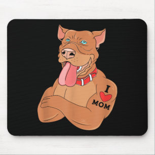 I Love Mum Dog With Tattoo Pitbull Owner Mouse Mat
