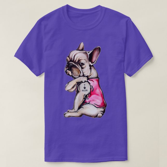 I Love Mum French Bulldog Dog Mum Gift  T-Shirt (Design Front)