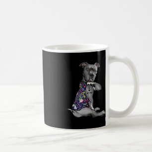 I Love Mum Funny Pitbull Dog Tattoo Flower Mothers Coffee Mug