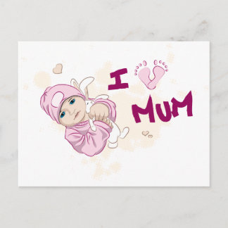 I Love Mum - Girl Postcard