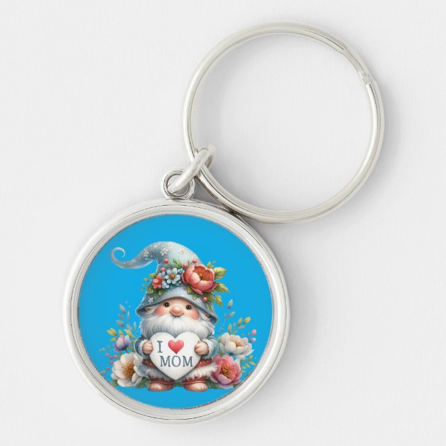 I Love Mum Gnome Key Ring (Front)