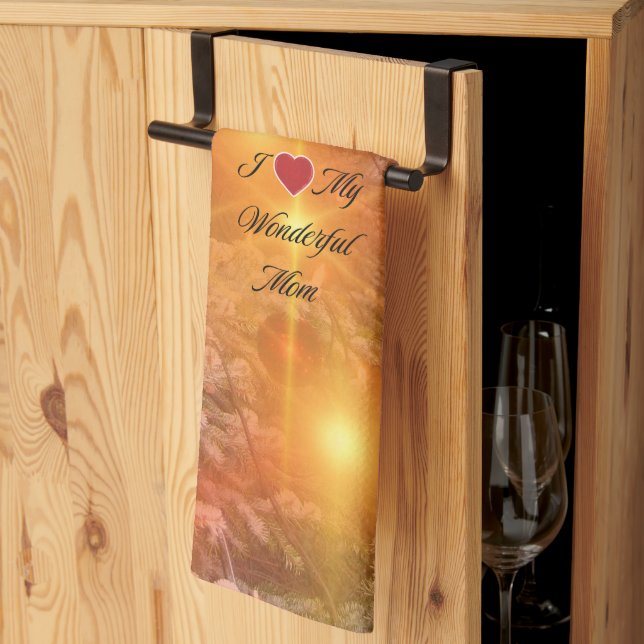 I Love Mum, Golden Christmas, Tea Towel (Thirds Fold)