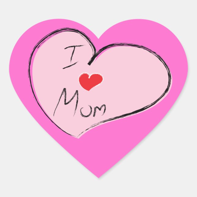 I Love Mum Heart Sticker (Front)