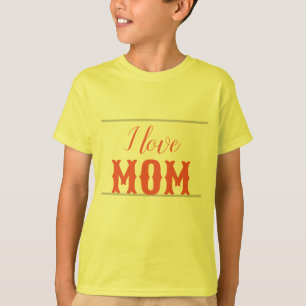I love Mum orange yellow kids boy T-Shirt