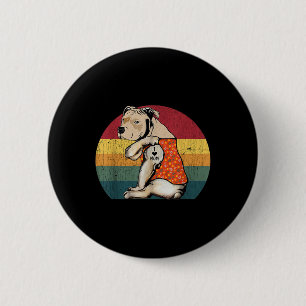I Love Mum Pitbull Dog Tattoo Flower Vintage Mothe 6 Cm Round Badge