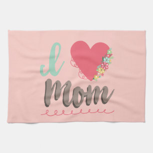 I love mum pretty pink tea towel