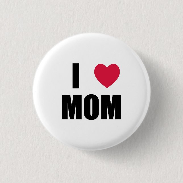 I Love Mum - Red Heart - Black Text 3 Cm Round Badge (Front)