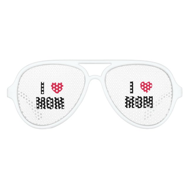 I Love Mum - Red Heart - Black Text Aviator Sunglasses (Front)