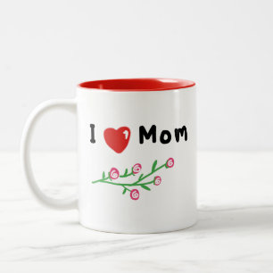 I Love Mum Simple Hand-drawn Graphic T-shirts Gift Two-Tone Coffee Mug
