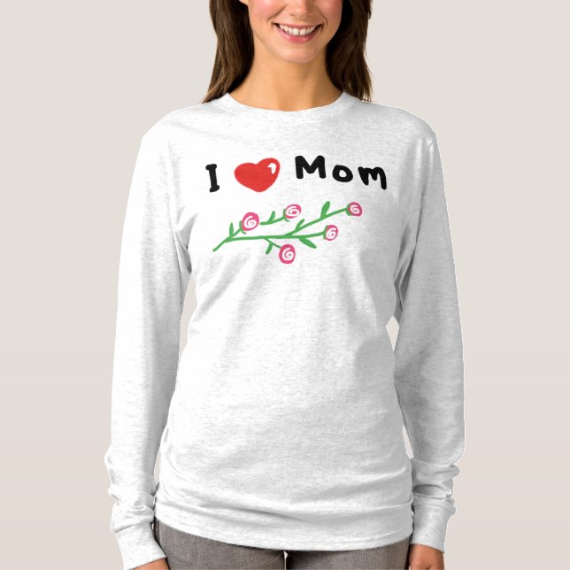 I Love Mum Simple Hand-drawn Long-Sleeved T-shirts (Front)