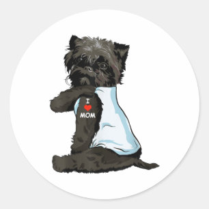 I Love Mum Tattoo Affenpinscher Mum Dog Lover Wome Classic Round Sticker