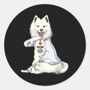 I Love Mum Tattoo American Eskimo Mum Dog Lover Wo Classic Round Sticker