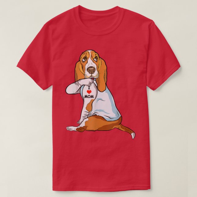 I Love Mum Tattoo Basset Hound Mum Dog Lover Women T-Shirt (Design Front)