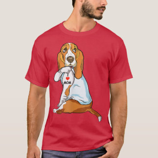 I Love Mum Tattoo Basset Hound Mum Dog Lover Women T-Shirt