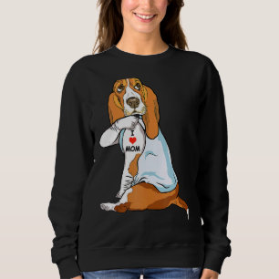 I Love Mum Tattoo Basset Hound Mum Dog  Women 1 Sweatshirt