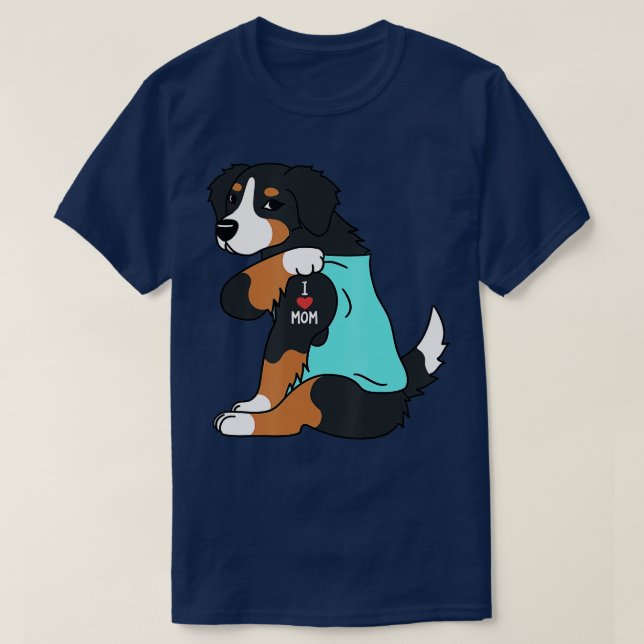 I Love Mum Tattoo Bernese Mountain Dog Funny Mothe T-Shirt (Design Front)