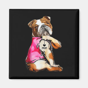 I Love Mum Tattoo Bulldog Dog Lover Women Gifts Bu Magnet
