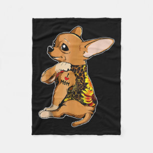 I Love Mum Tattoo Chihuahua Dog Shirt Sunflower &a Fleece Blanket
