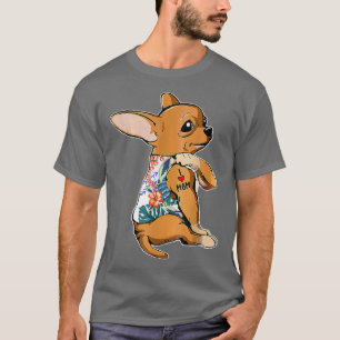I Love Mum Tattoo Chihuahua Dogflowers Mothers Day T-Shirt