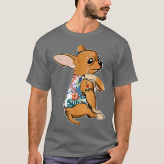 I Love Mum Tattoo Chihuahua Dogflowers Mothers Day T-Shirt