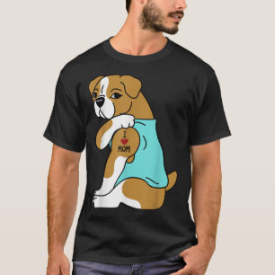 I Love Mum Tattoo English Bulldog Funny Mother's D T-Shirt