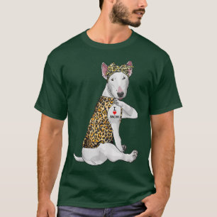 I Love Mum Tattoo Funny Bull Terrier Dog With Band T-Shirt