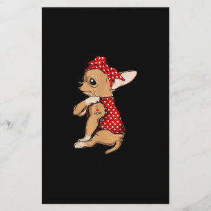I Love Mum Tattoo Funny Chihuahua Dog Wearing Band Stationery