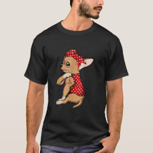 I Love Mum Tattoo Funny Chihuahua Dog Wearing Band T-Shirt