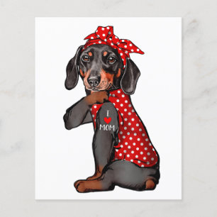 I Love Mum Tattoo Funny Dachshund Dog Wearing Band Flyer
