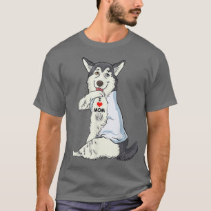 I Love Mum Tattoo Husky Mum Dog Lover Women T-Shirt