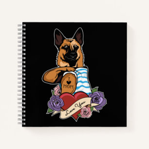 I Love Mum Tattoo I German Shepherd Mum Notebook