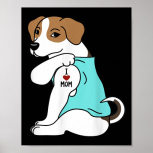 I Love Mum Tattoo Jack Russell Terrier Mothers Day Poster