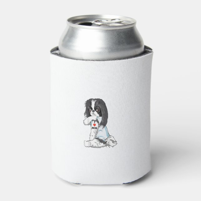 I Love Mum Tattoo Japanese Chin Mum Dog Lover Wome Can Cooler (Can Front)