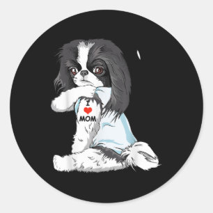 I Love Mum Tattoo Japanese Chin Mum Dog Lover Wome Classic Round Sticker