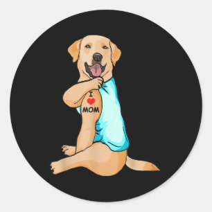I Love Mum Tattoo Labrador Mum Dog Lover Women Classic Round Sticker
