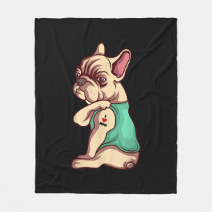 I Love Mum Tattoo Lover Funny French Bulldog Gift Fleece Blanket