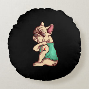 I Love Mum Tattoo Lover Funny French Bulldog Gift Round Cushion