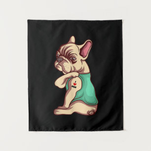 I Love Mum Tattoo Lover Funny French Bulldog Gift Tapestry
