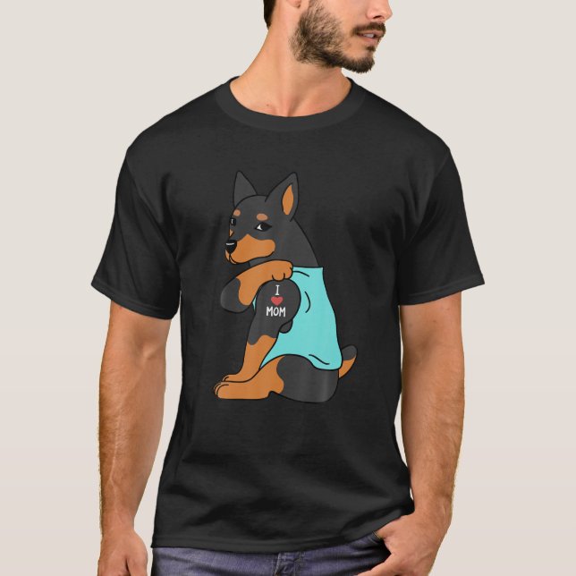 I Love Mum Tattoo Miniature Pinscher Funny Mother' T-Shirt (Front)
