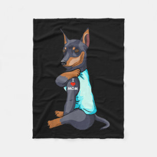 I Love Mum Tattoo Miniature Pinscher Mum Dog Lover Fleece Blanket