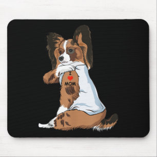 I Love Mum Tattoo Papillon Mum Dog Lover Women  Mouse Mat