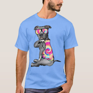 I Love Mum Tattoo Pitbull Tie Dye Bandanna Dog Lov T-Shirt